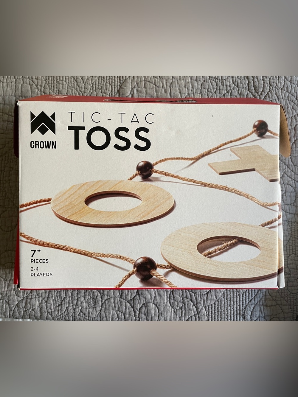 Crown Wooden X and O Strategy Game in Natural and Red
